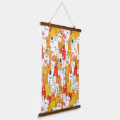 Funny Cartoon Cats Group Doodle Wandteppich Mit Holzrahmen (Gewinkelt)