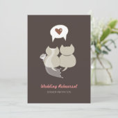 Funny Cartoon Cats Hochzeit Probe Einladung (Stehend Vorderseite)