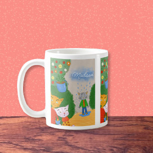 Funny Cartoon Cats Kaffeemaschine Tasse mit Name