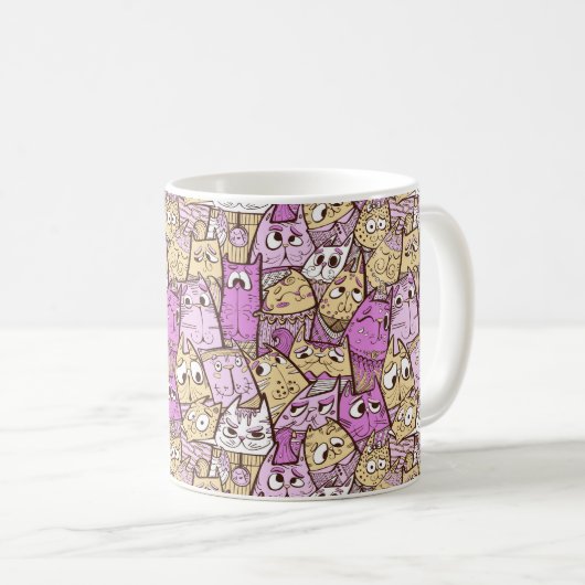 Funny Cartoon Cats Kaffeetasse (VorderseiteRechts)