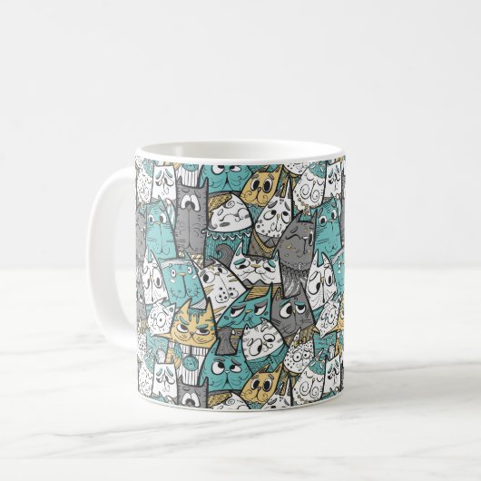 Funny Cartoon Cats Kaffeetasse (Vorderseite Links)