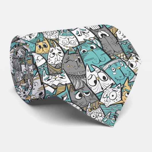 Funny Cartoon Cats Krawatte (Gerollt)