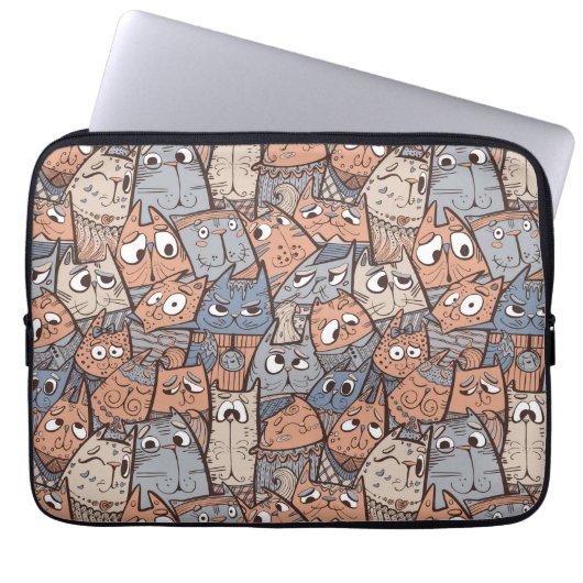 Funny Cartoon Cats Laptopschutzhülle (Vorderseite)