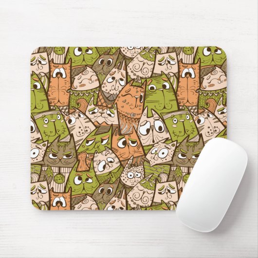 Funny Cartoon Cats Mousepad (Mit Mouse)