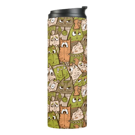Funny Cartoon Cats Thermosbecher (Nach links gedreht)