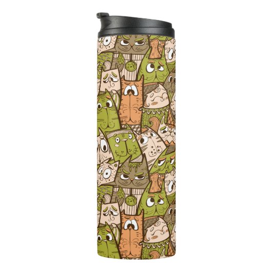 Funny Cartoon Cats Thermosbecher (Nach rechts gedreht)
