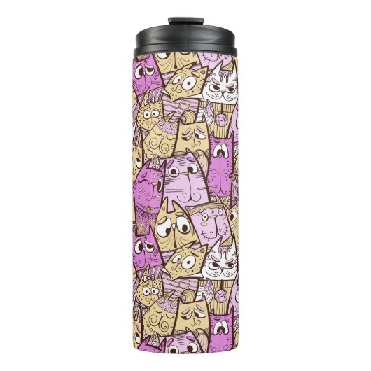 Funny Cartoon Cats Thermosbecher (Vorderseite)