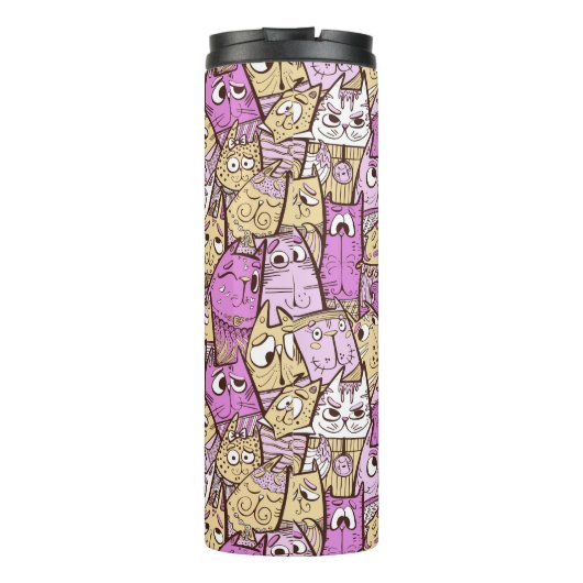 Funny Cartoon Cats Thermosbecher (Rückseite)