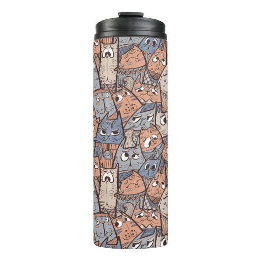 Funny Cartoon Cats Thermosbecher (Vorderseite)