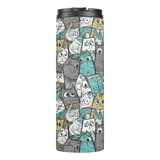 Funny Cartoon Cats Thermosbecher (Rückseite)