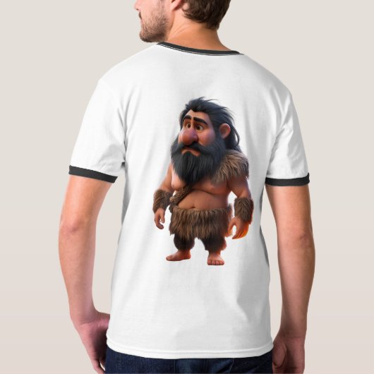 Funny Cartoon Caveman Charakter - prähistorischer T-Shirt (Schwarz voll)