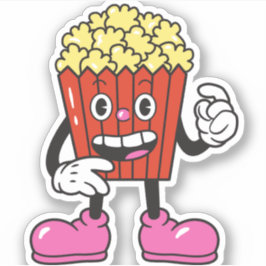 Funny Cartoon Character Popcorn Aufkleber