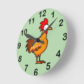 Funny Cartoon Chicken Illustration Runde Wanduhr (Winkel)