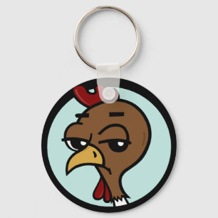 FUNNY CARTOON CHICKEN ROUND KEY KETTE SCHLÜSSELANHÄNGER