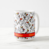Funny Cartoon Chickens Muster Personalisiert Kaffeetasse (VorderseiteRechts)