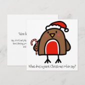 Funny Cartoon Christmas Robin Feiertagskarte (Vorne/Hinten)
