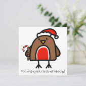 Funny Cartoon Christmas Robin Feiertagskarte (Stehend Vorderseite)