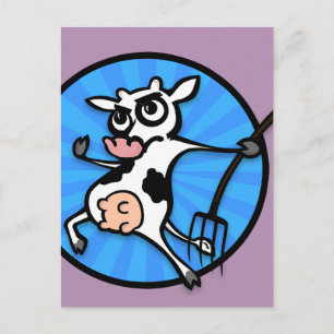 FUNNY CARTOON CODE MIT PITCHFORK POSTCARD POSTKARTE