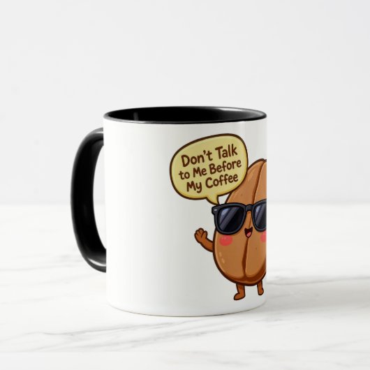 Funny Cartoon Coffee Bean "Don't Talk to Me" Mug Tasse (Vorderseite Links)