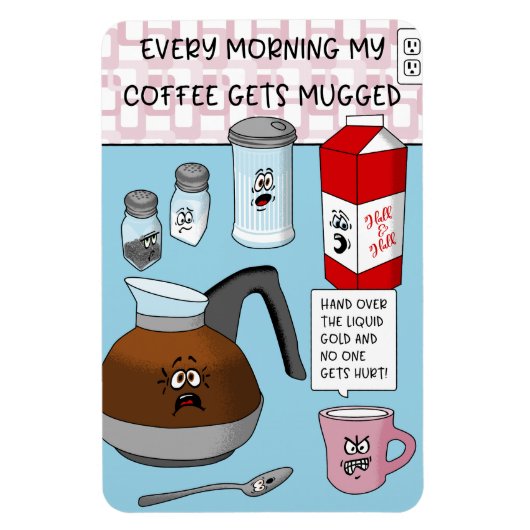 Funny Cartoon Coffee Pub Magnet (Vertikal)