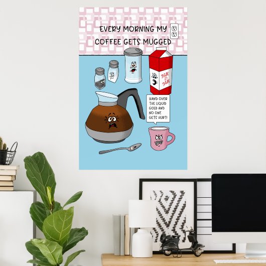 Funny Cartoon Coffee Pub Poster (Heimbüro)