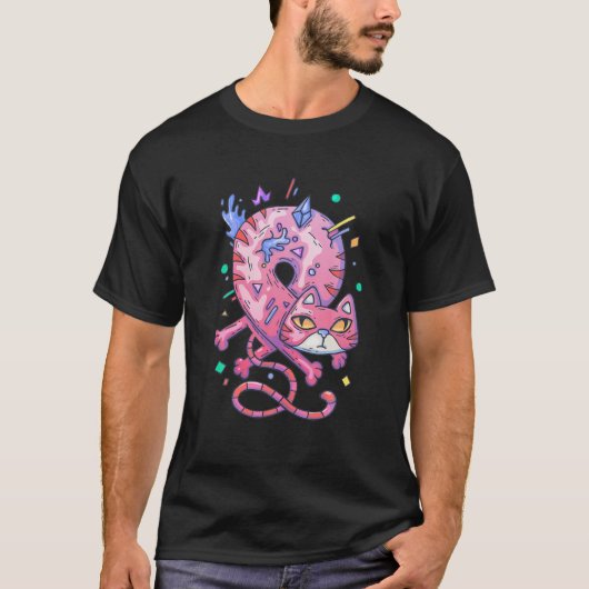 Funny Cartoon Comic Book Style Chat T-Shirt (Vorderseite)
