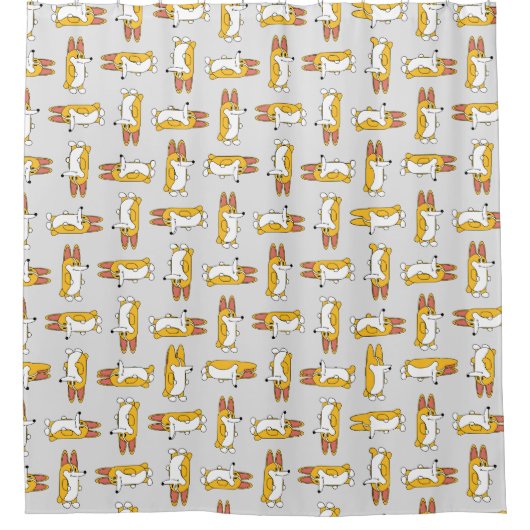 Funny Cartoon Corgi Pattern Duschvorhang (Vorderseite)