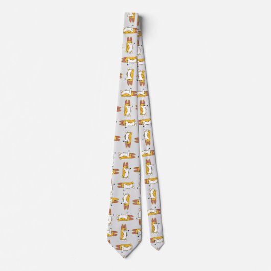 Funny Cartoon Corgi Pattern Krawatte (Vorderseite)