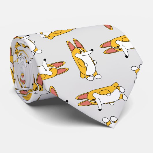 Funny Cartoon Corgi Pattern Krawatte (Gerollt)