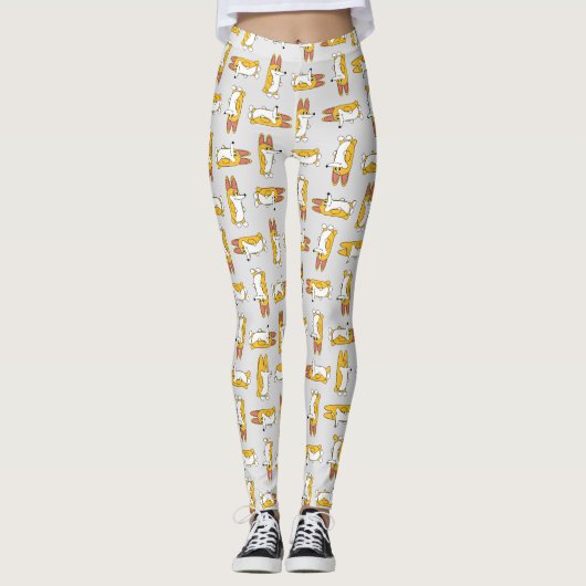 Funny Cartoon Corgi Pattern Leggings (Vorderseite)