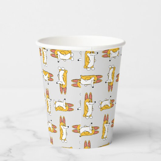 Funny Cartoon Corgi Pattern Pappbecher (Rechts)