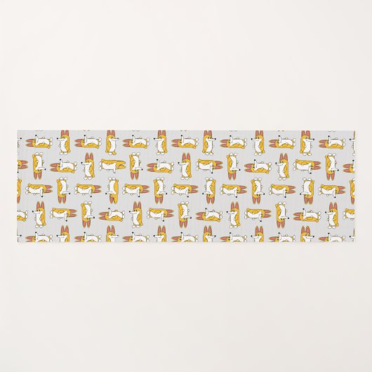 Funny Cartoon Corgi Pattern Yogamatte (Vorderseite (Horizontal))