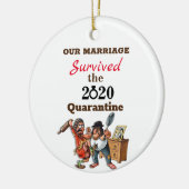 Funny Cartoon Couple Marriage 2020 Quarantine Keramik Ornament (Links)