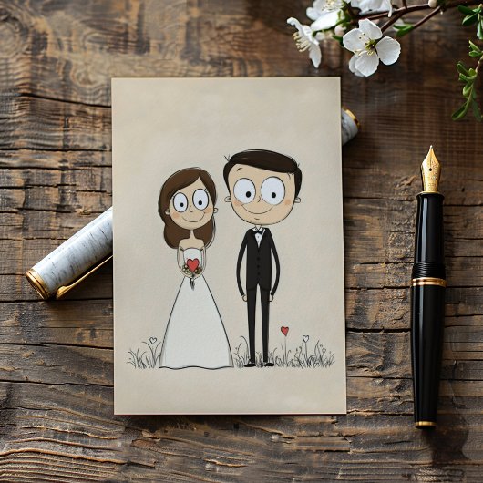 Funny Cartoon Couple Wedding Einladung
