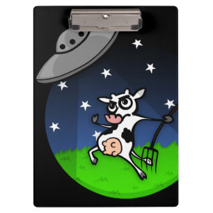 FUNNY CARTOON COW ALIEN ABDUCTION CLIPBOARD KLEMMBRETT