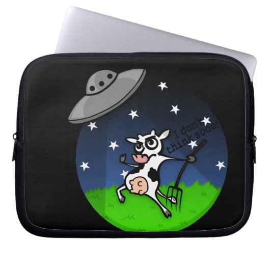 FUNNY CARTOON COW ALIEN ABDUCTION LAPTOP SLEEVE (Vorderseite)