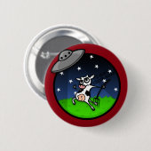 FUNNY CARTOON COW ALIEN UFO ABDUCKSCHALTFLÄCHE BUTTON (Vorne & Hinten)