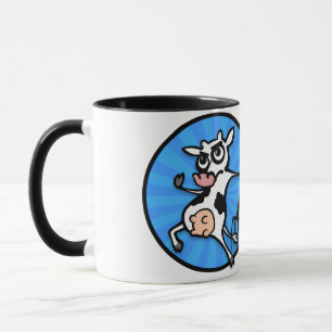 FUNNY CARTOON COW BLACK AND WHITE RINGER TASSE