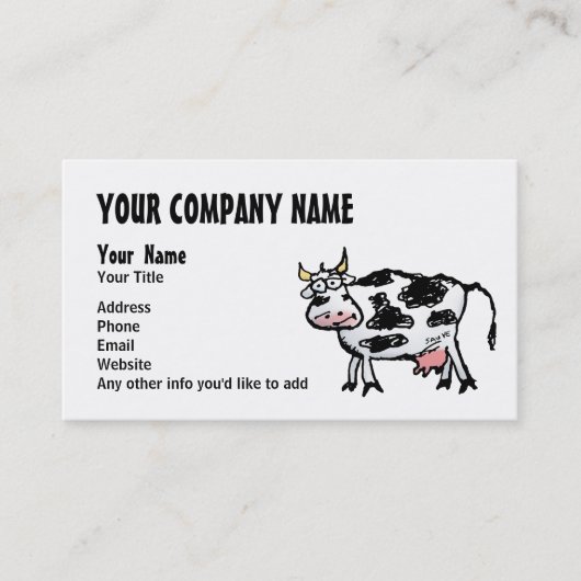Funny Cartoon Cow Business Cards Visitenkarte (Vorderseite)
