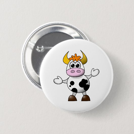 Funny Cartoon Cow Button (Vorne & Hinten)