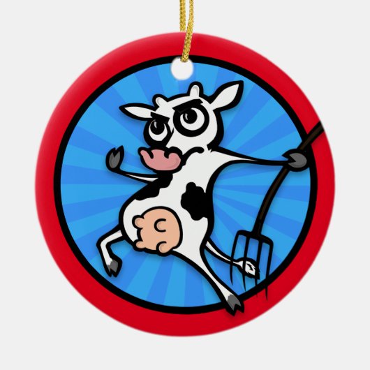 FUNNY CARTOON COW CHRISTMAS KERAMIK ORNANATION KERAMIKORNAMENT (Vorne)