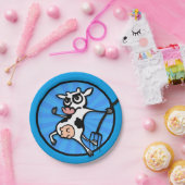 FUNNY CARTOON COW MIT PITCH FORK PAPIERPLATTE PAPPTELLER (Party)