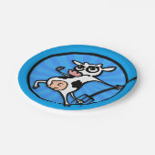 FUNNY CARTOON COW MIT PITCH FORK PAPIERPLATTE PAPPTELLER (Schrägansicht)