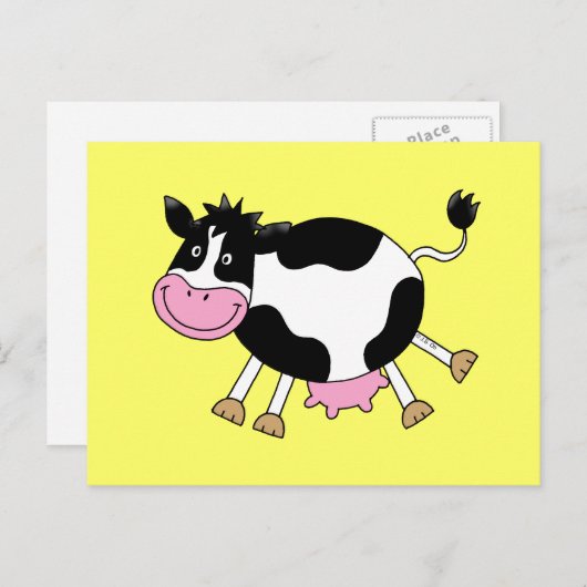 Funny Cartoon Cow Postcard Design Postkarte (Vorne/Hinten)