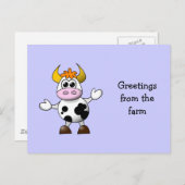 Funny Cartoon Cow Postkarte (Vorne/Hinten)