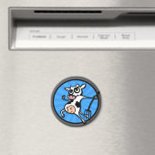 FUNNY CARTOON COW ROUND MAGNET (In Situ (Geschirrspüler))