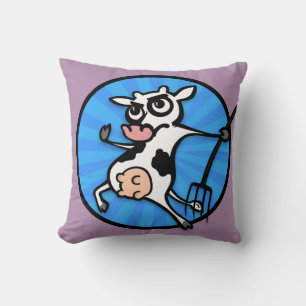 FUNNY CARTOON COW SQUARE THROW PILLOW KISSEN
