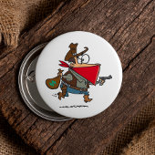 Funny Cartoon Cowboy Bandit Robber Button
