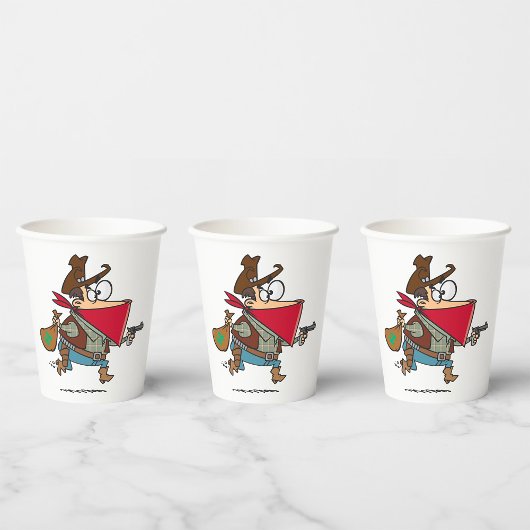 Funny Cartoon Cowboy Bandit Robber Pappbecher