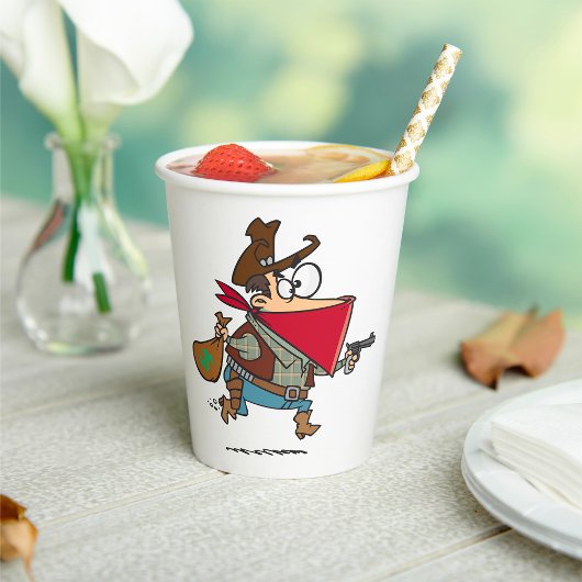 Funny Cartoon Cowboy Bandit Robber Pappbecher